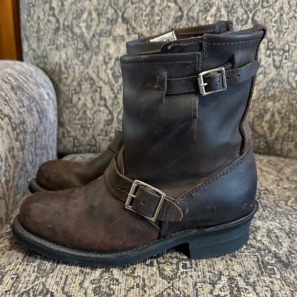 Frye Dark Brown Leather Boots - Picture 4 of 9